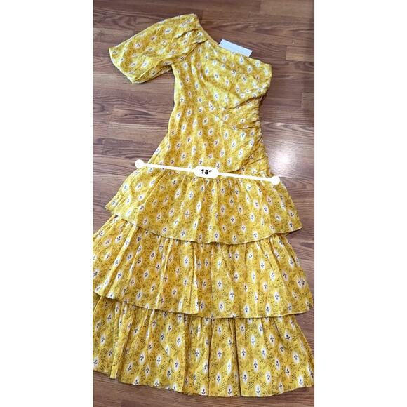 Veronica Beard yellow midi the Virginia One Shoulder Dress size 2 - Picture 4 of 14